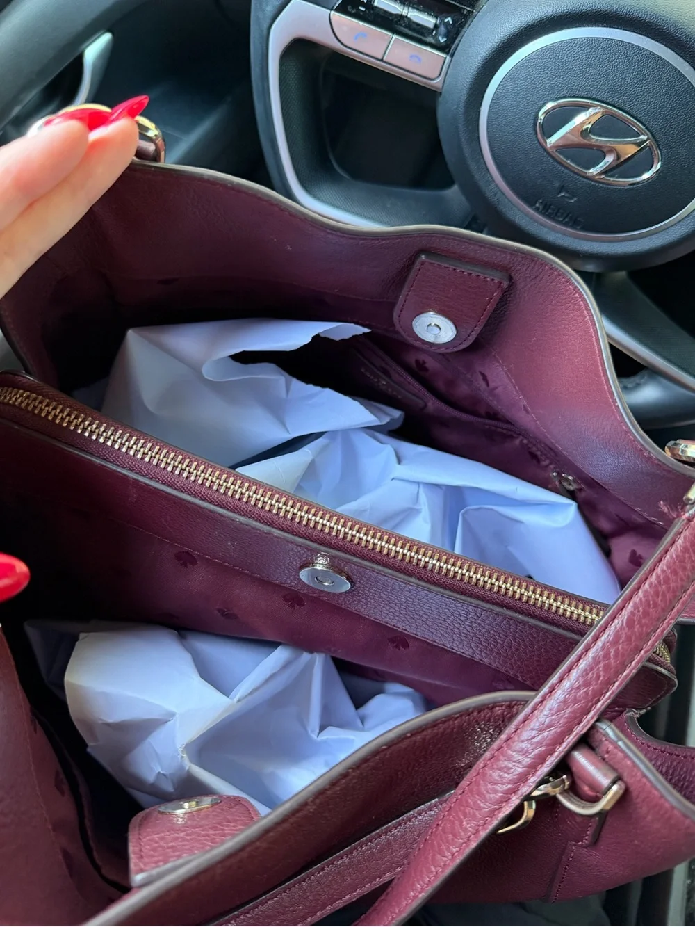 ✨KATE SPADE Pebbled Leather Shoulder Bag - Burgundy